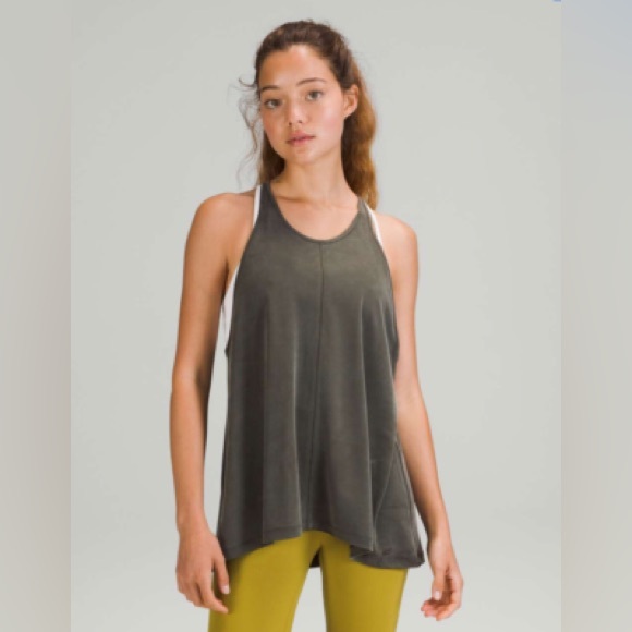 Lululemon High Neck Racerback Tank Top, Quick Dry Dark Olive - Picture 1 of 8